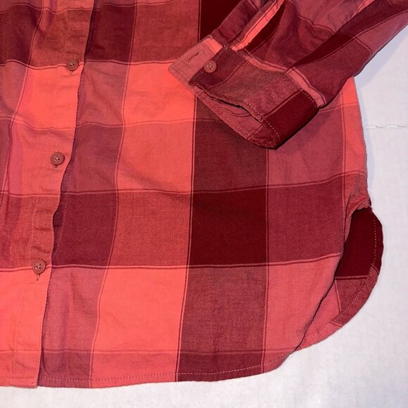 Columbia Pink Red Plaid Cotton Blend Long Sleeve Button Up Womens Large - Picture 2 of 6